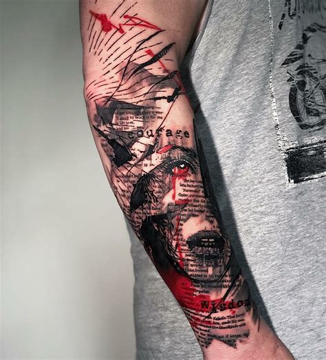 trash polka tattoo|realistic trash polka tattoo.